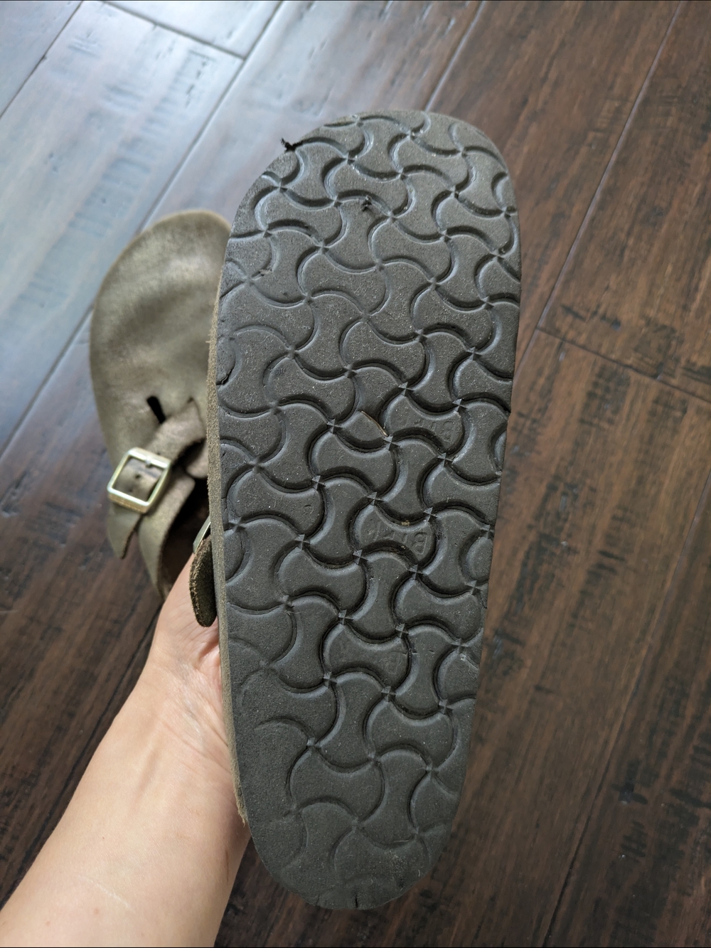Birkenstock Women's 39 Suede Moccasins — Gold Olive Brown - Picture 3 of 3